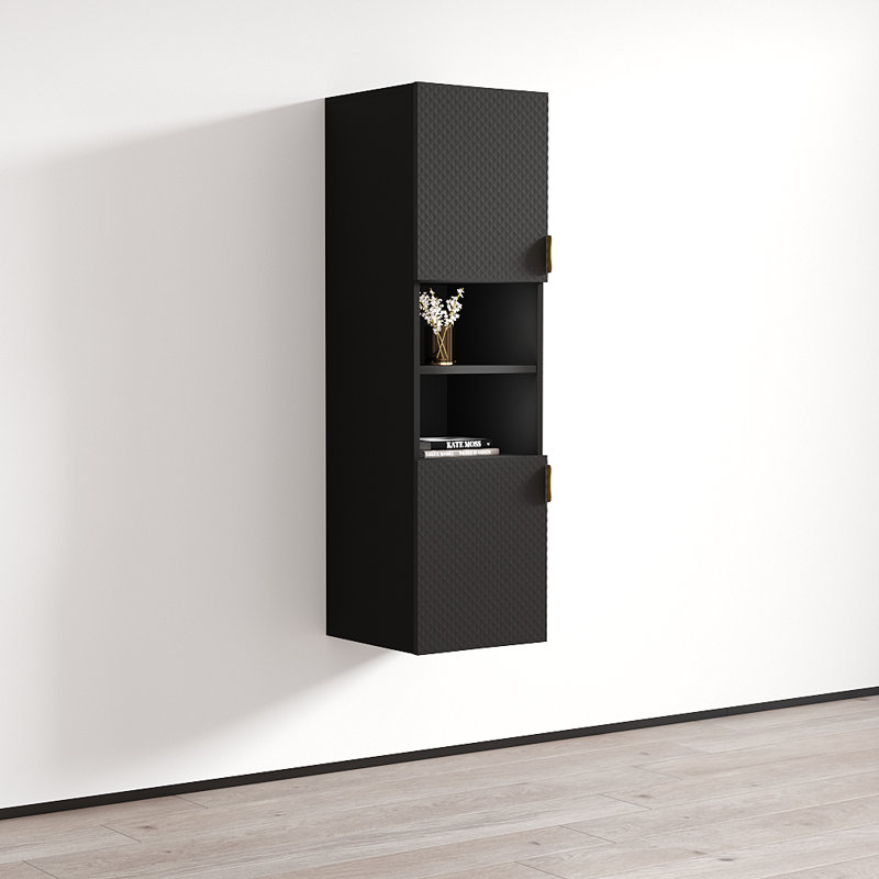 Bali 13.6" Bookcase with Matte Finish, Black