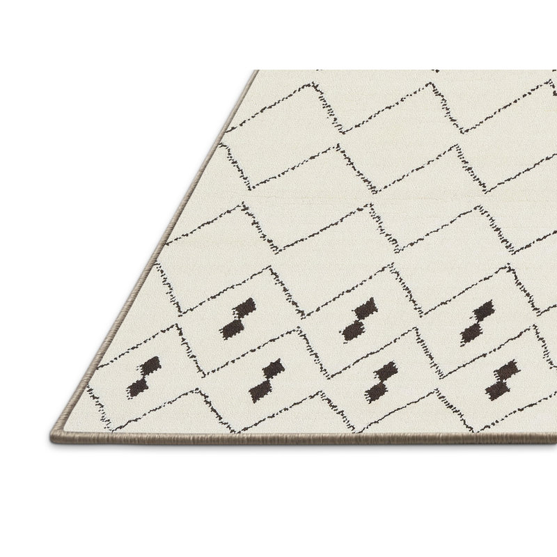 Tapis contemporain beige / noir, Rectangle 5 pi x 7 pi
