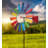 77" Metal Outdoor Garden Wind Spinner with Powder Coated Finish and Five Prong Ground Stake - Rainbow-431113848