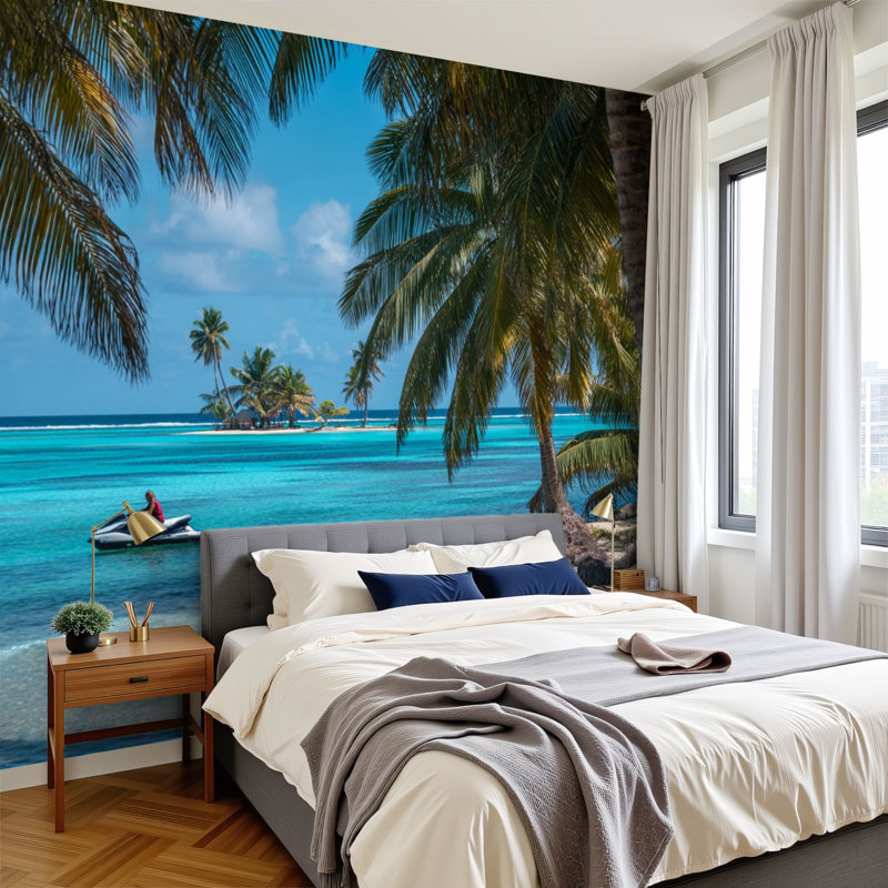 Papier peint adhésif tropical tropical Tropical Beach Seaside Landscape Palm Trees Island Summer Holiday Wall Murals