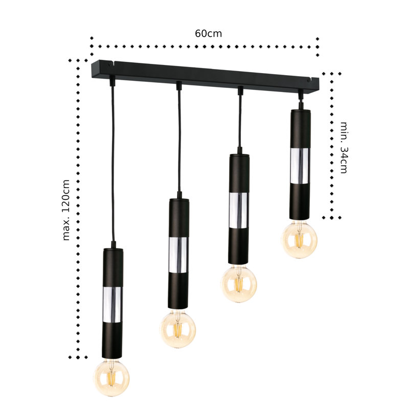 Carron 4 - Light Kitchen Island Pendant,  Black/Gold, Yes