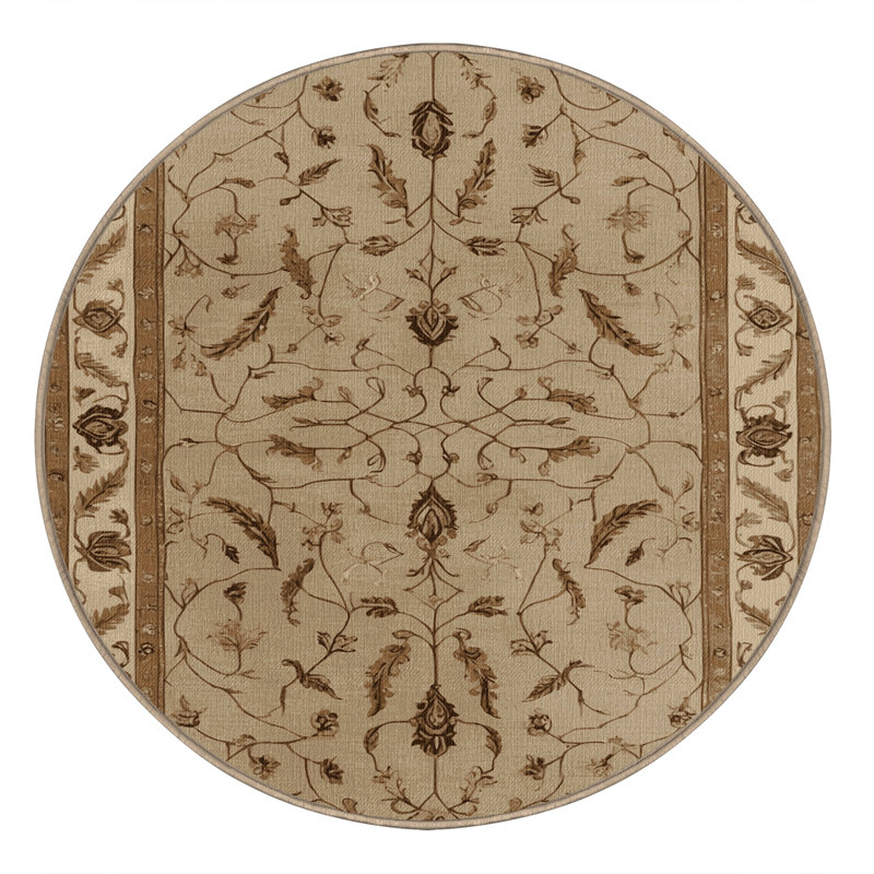 Machine Washable Persian Brown Area Rug, Round 4'