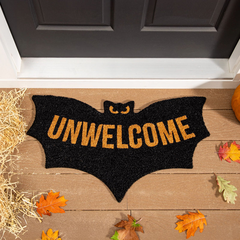 Unwelcome Bat Shaped Coir Mat