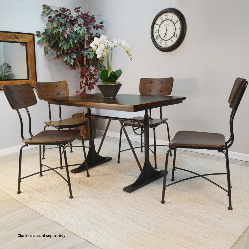 Ferryhill Solid Wood Top Metal Base Dining Table