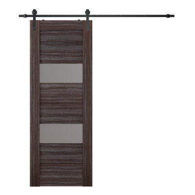 Berta Solid + Manufactured Wood Paneled without Installation Hardware Kit Barn Door