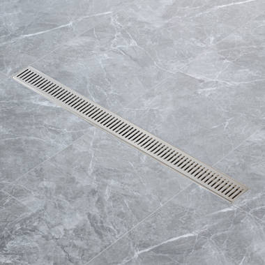 Interbath 32 in. Stainless Steel Linear Shower Drain with Tile-In Pattern Drain Cover in Brushed Nickel