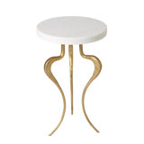 Silhouette Accent Table-Antique Gold w/White Honed Marble Top