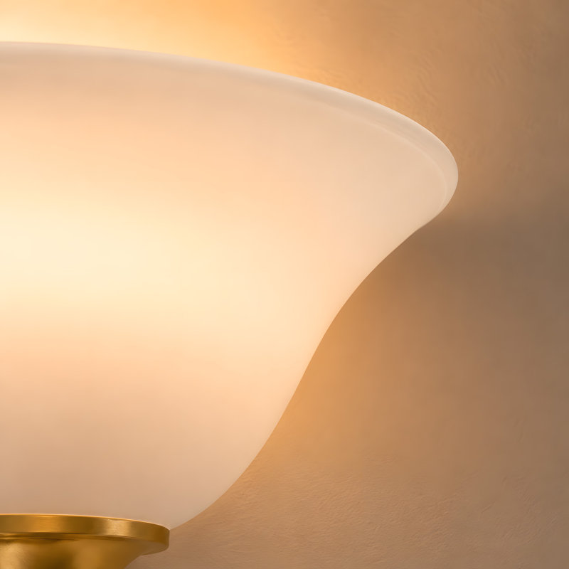Aiello 13.3''W Dimmable White Iron Half Moon Wall Light, Polished Brass