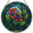 12"H Floral Bee Stained Glass Window Panel-1640556268