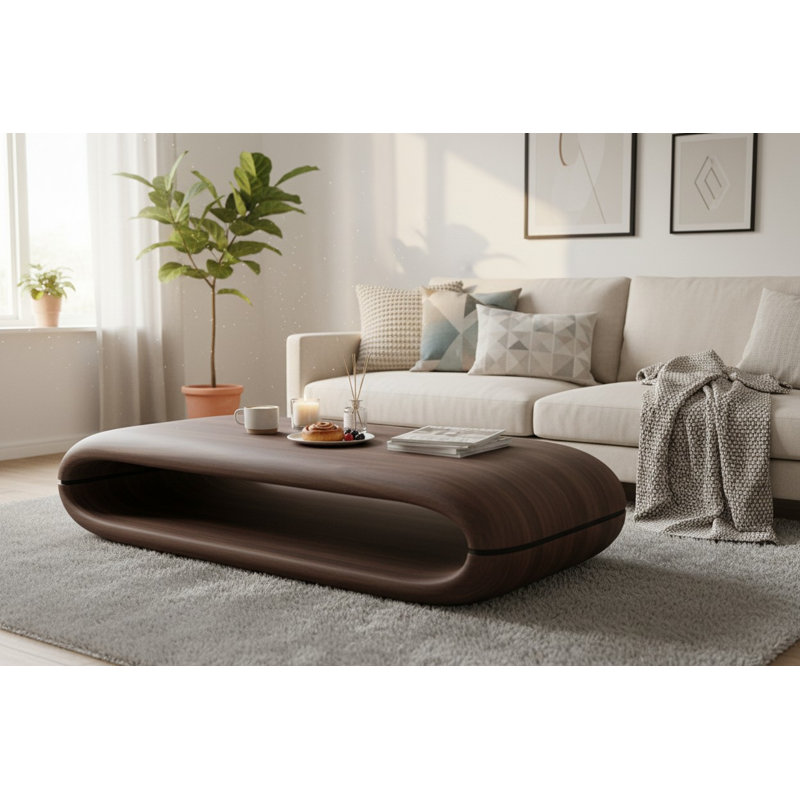 Auraflow Walnut Curved Coffee Table
