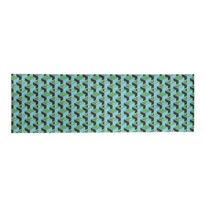 Tapis vert foncé/bleu ciel/zone noire skyscrapers