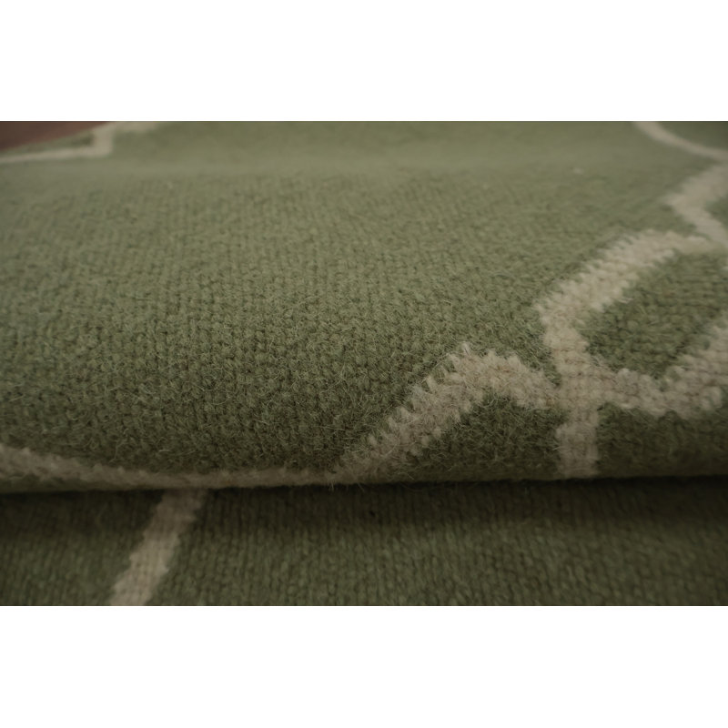 Élégant tapis kilim vert 8 x 11 pour les espaces de vie