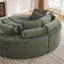 Fauteuil inclinable rond en velours côtelé de 78,5 pouces, convertible en deux fauteuils inclinables, canapé-lit 2 en 1, conception de coussin pour le cou avec cinq coussins décoratifs-1062220755