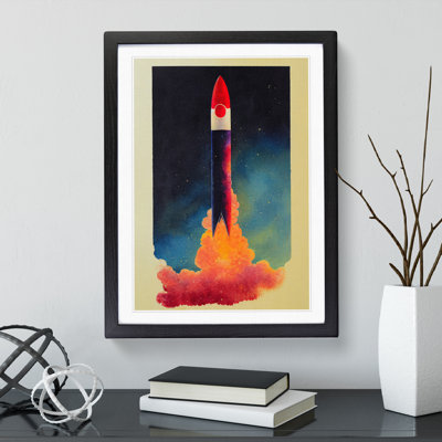 Adventurous Spaceship Rocket - Single Picture Frame Painting