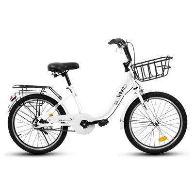 Vélo pour enfants 20 pouces pour garçons et filles - Vélo en acier blanc pour enfants avec frein à dessous de roue, frein en V et support arrière
