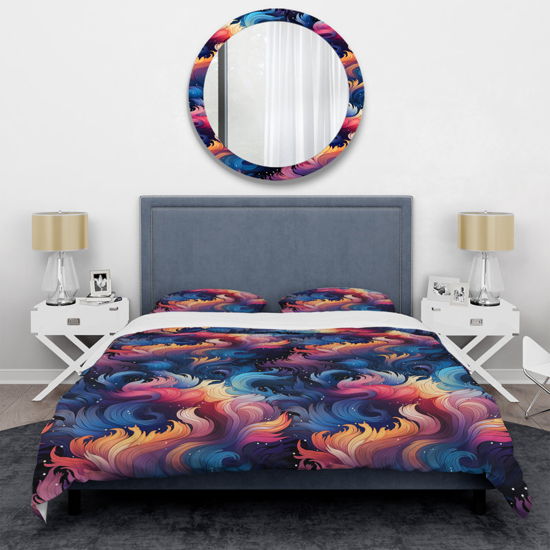 Celestial Concealment Ripple I - Ensemble de housse de couette abstrait, Housse de couette simple + 1 taie décorative stan