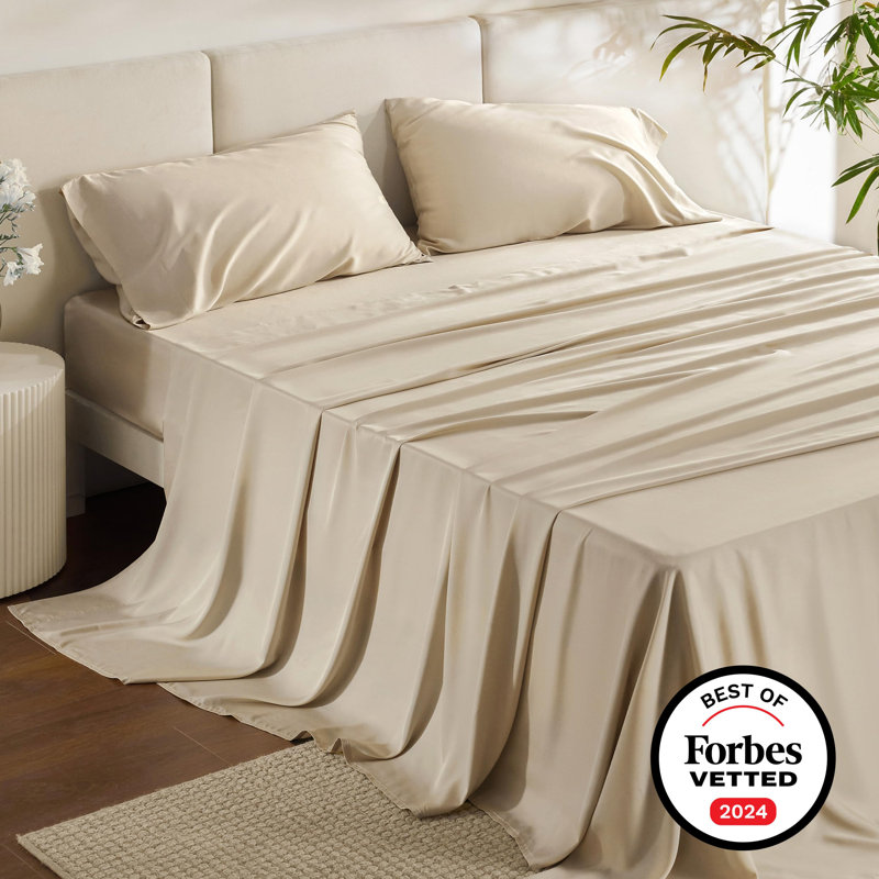 Essential Collection Cooling Rayon Derived from Bamboo Sheet Set, King Sheet Set with 2 Pillowcases, Beige