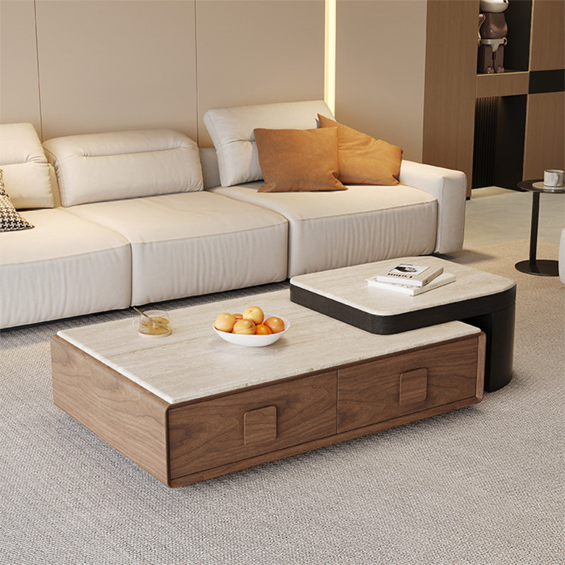 Simple square microcrystalline stone coffee table