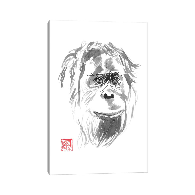Orangutan Smile by Péchane - Painting on Canvas, 101.6 cm H x 66.04 cm W x 1.91 cm D, Wrapped Canvas