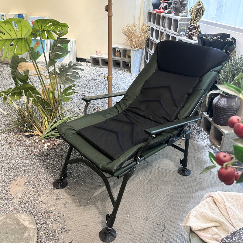 Chaise inclinable avec coussin amovible Lowell, Black/Green