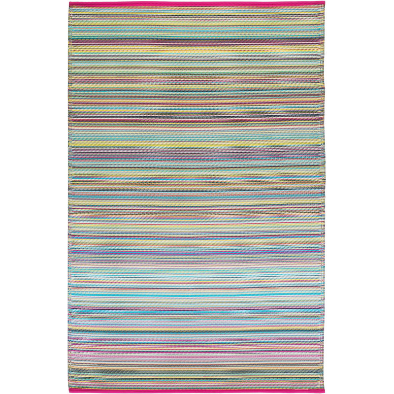 Outdoor Rug Plastic Straw Rug Waterproof Patio Amyree, Rectangle 4' x 6', Cancun - Candy