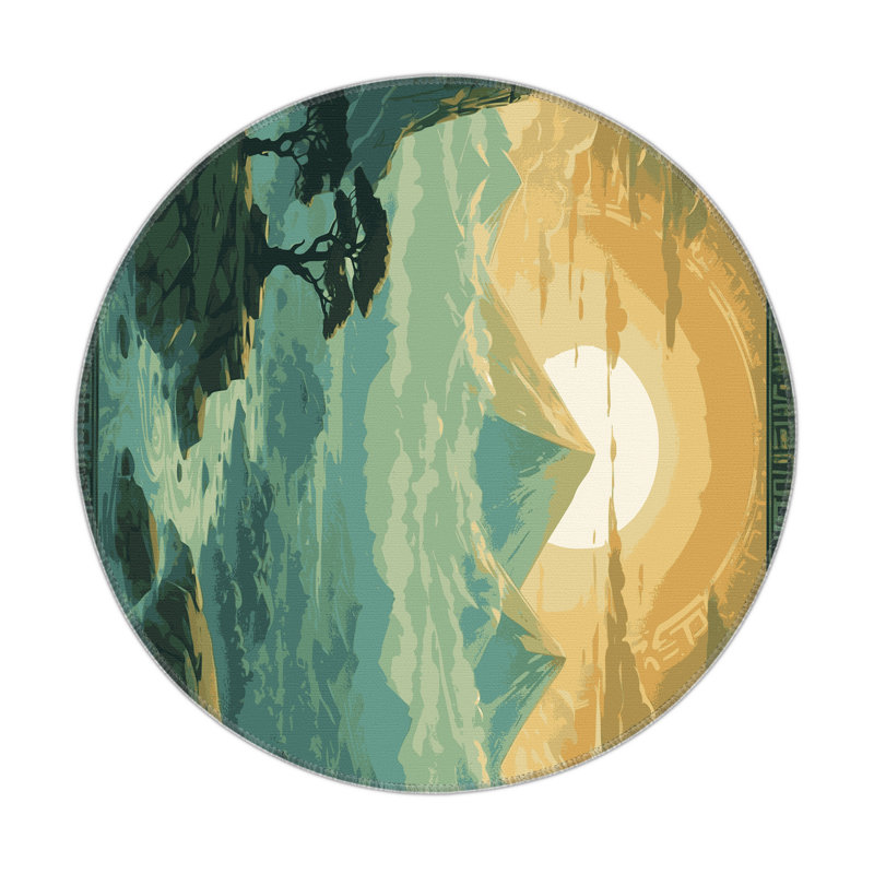 Celestial Pathway Indoor And Outdoor Area Rug, Round 5'