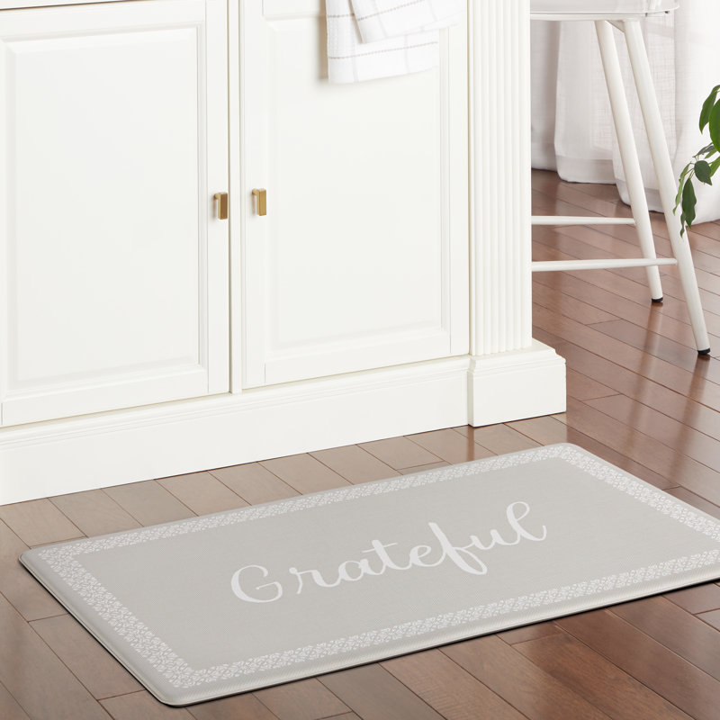 Tapis de cuisine MARTHA STEWART Bloomfield Grateful Border , Grey, Rectangle 1'6" x 2'6"