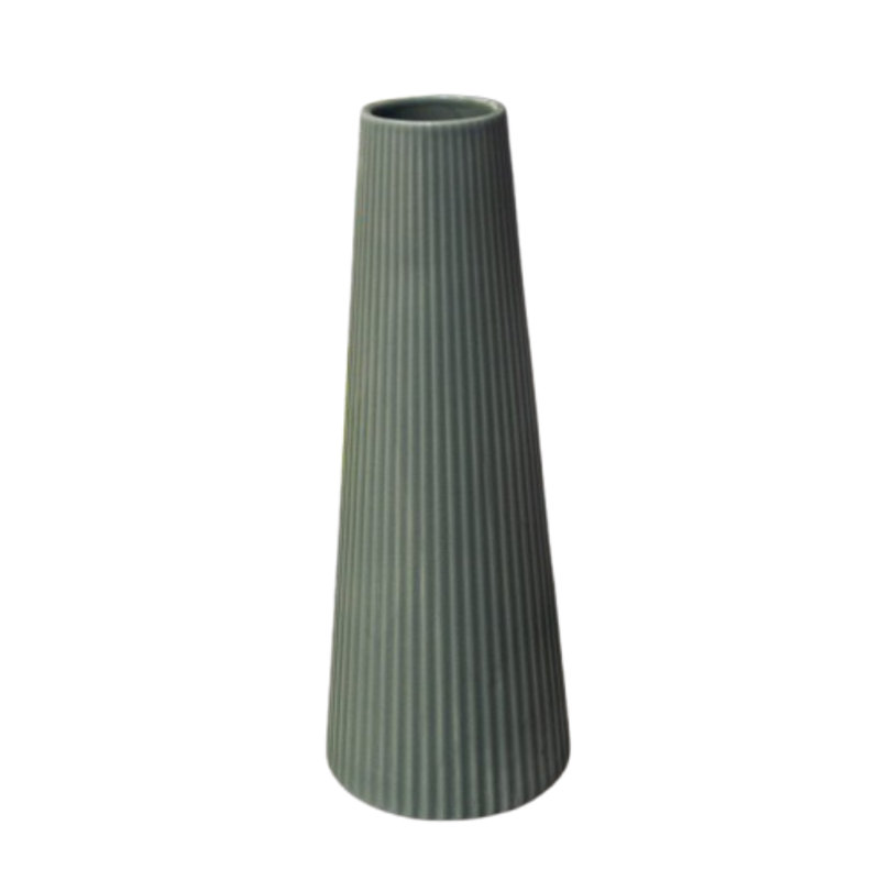 Vase rond en céramique fini mat vert, H 10 po x l 4 po x P 4 po, Vert