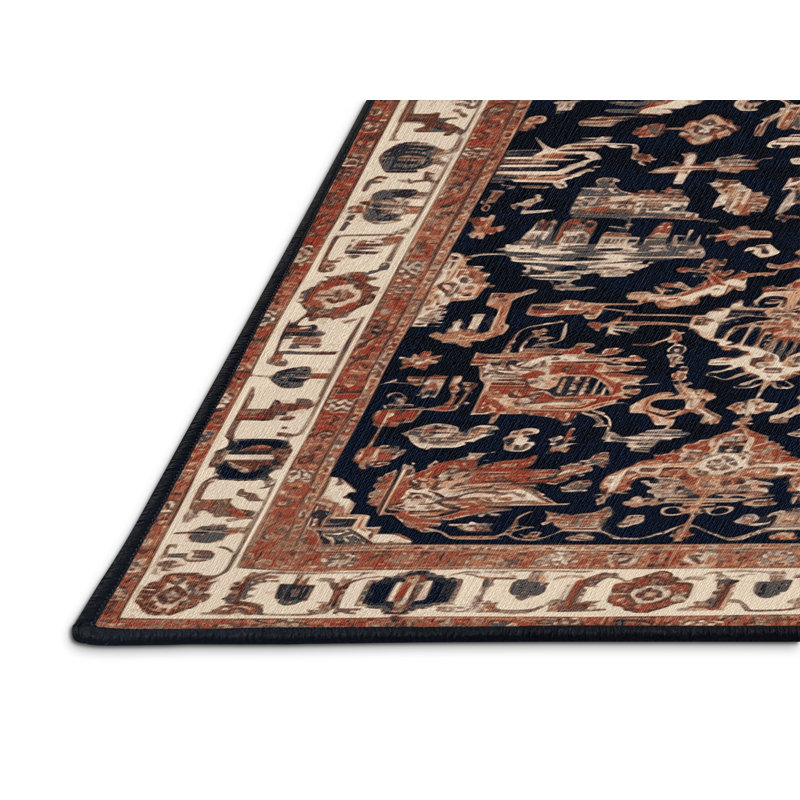 Machine Washable Turkish Brown Area Rug, Carré 6 pi