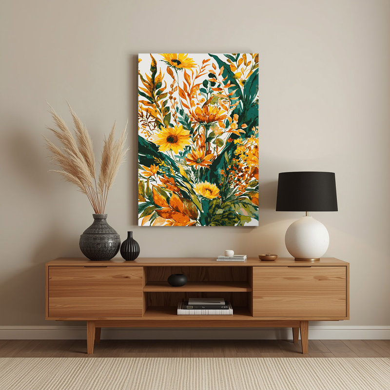 Aquarelle florale 41, art mural en métal vert, H 18 po x l 12 po