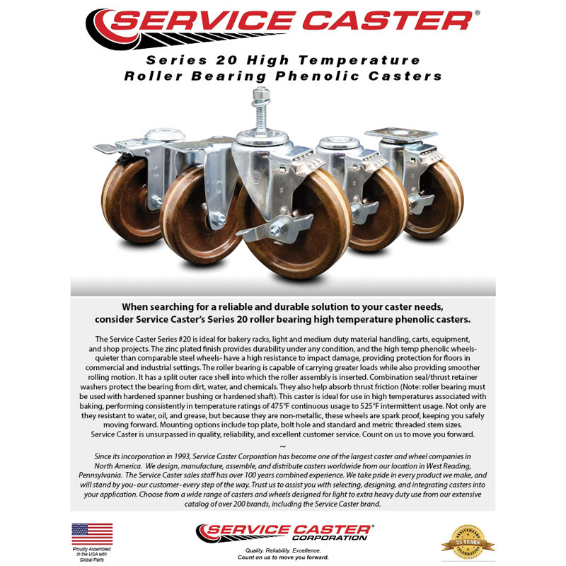 Phenolic Swivel Bolt Hole Caster with Total Lock Brake