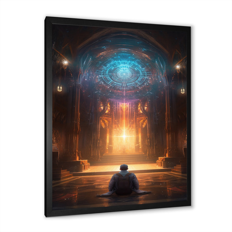 " Inner Light Connection Space Meditation ", 32" H x 24" W x 1" D, Black Single Picture Framed