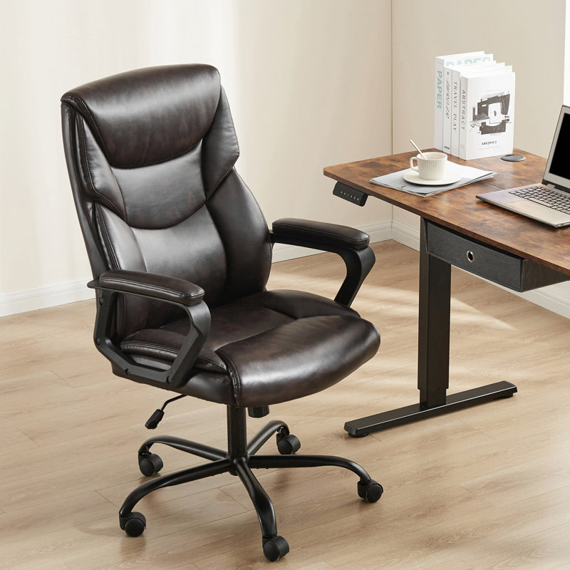 Chaise de bureau ergonomique en polyuréthane avec accoudoirs Sweetcrispy