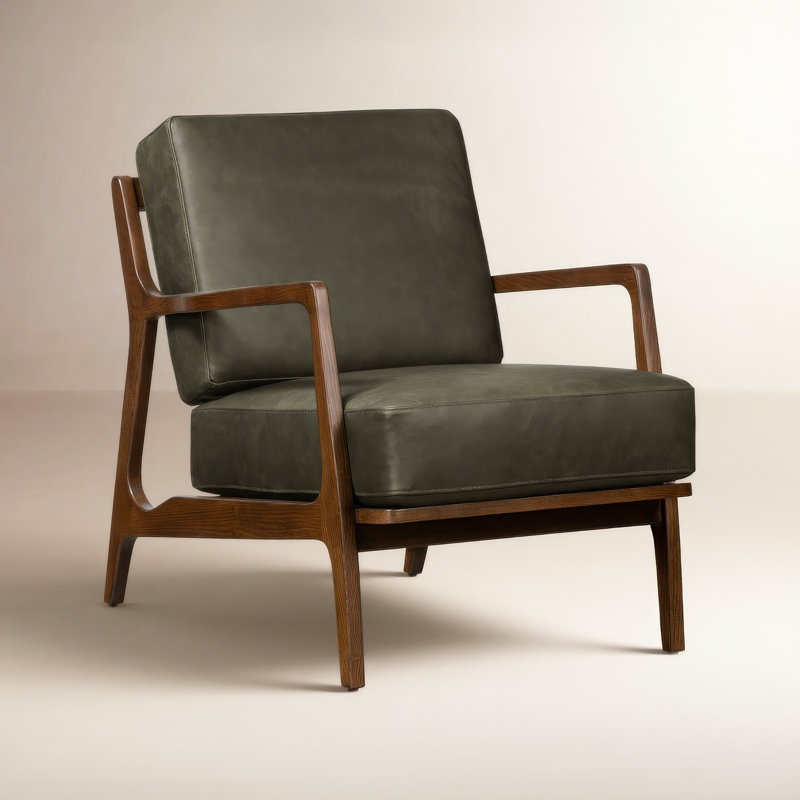 Verity Genuine Italian Leather Lounge Chair, Onyx Black Genuine Leather