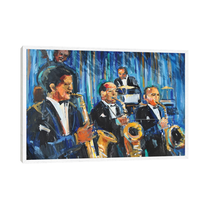 Horn Section by Allayn Stevens - Painting on Canvas, White Framed, 45.72cm H x 66.04cm W x 3.81cm D