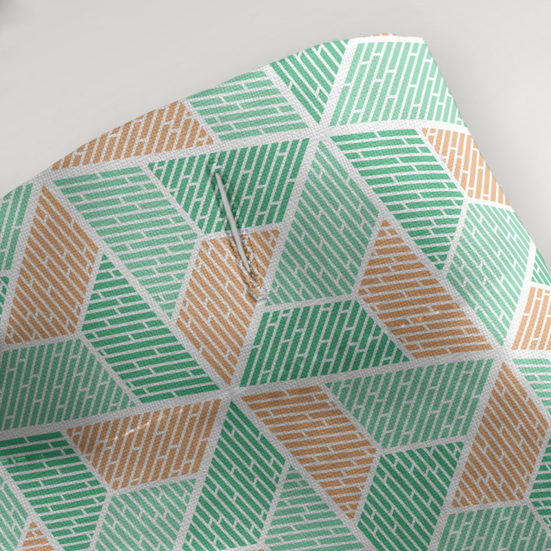 Rideau de douche simple trapézoïde, Vert / Orange