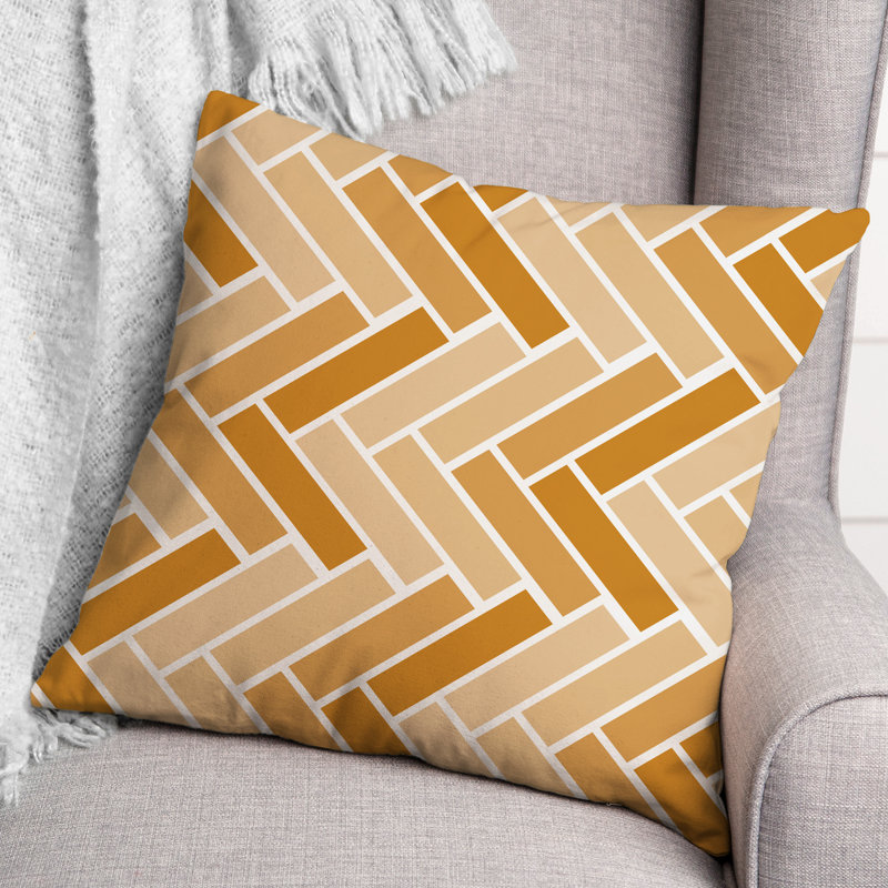 Geometric Outdoor Reversible Throw Pillow, Orange/Yellow
