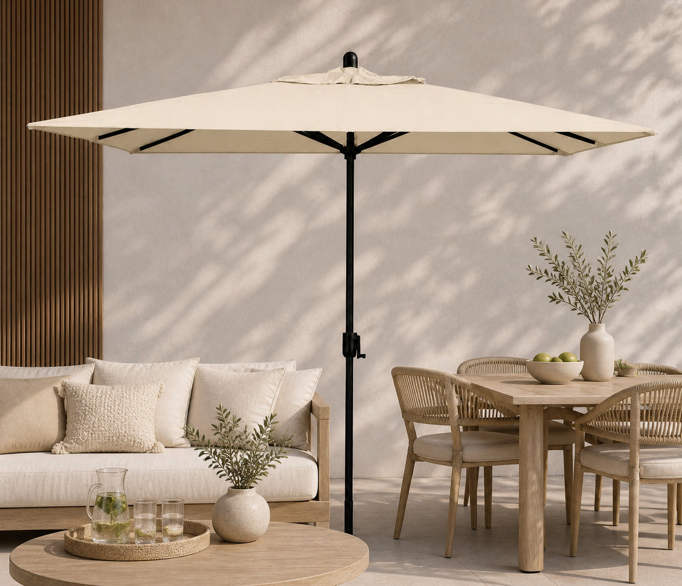 Olivier 9.7' Umbrella, Black Sapphire, Antique Beige Sunbrella® Canvas