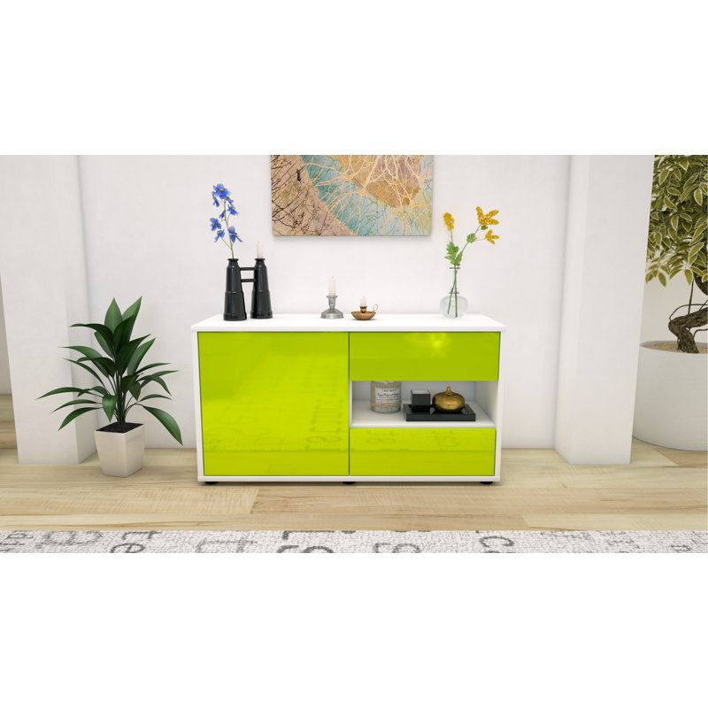 Dallin 92cm W 2 - Drawer Chest of Drawers, High-gloss Green / Matte White