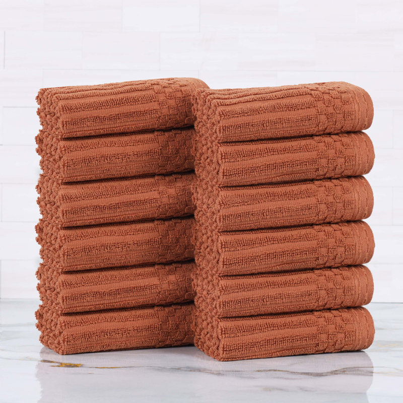 Collection de serviettes en coton Soho Spa, Paquet de 12 serviettes de toilette, Rouille