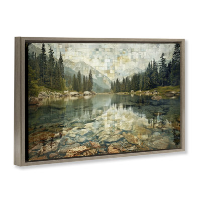  Tiled Mountain Landscape Framed Floater Canvas by LSR Design Studio