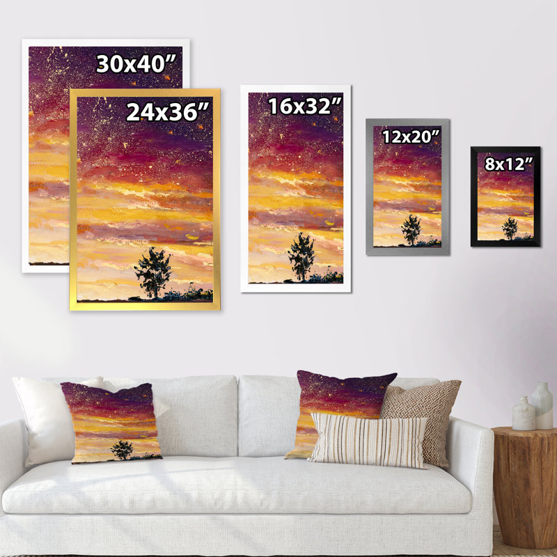 Futurist Sunset - Peinture, Toile avec cadre photo noir, H 20 po x l 12 po x P 1 po