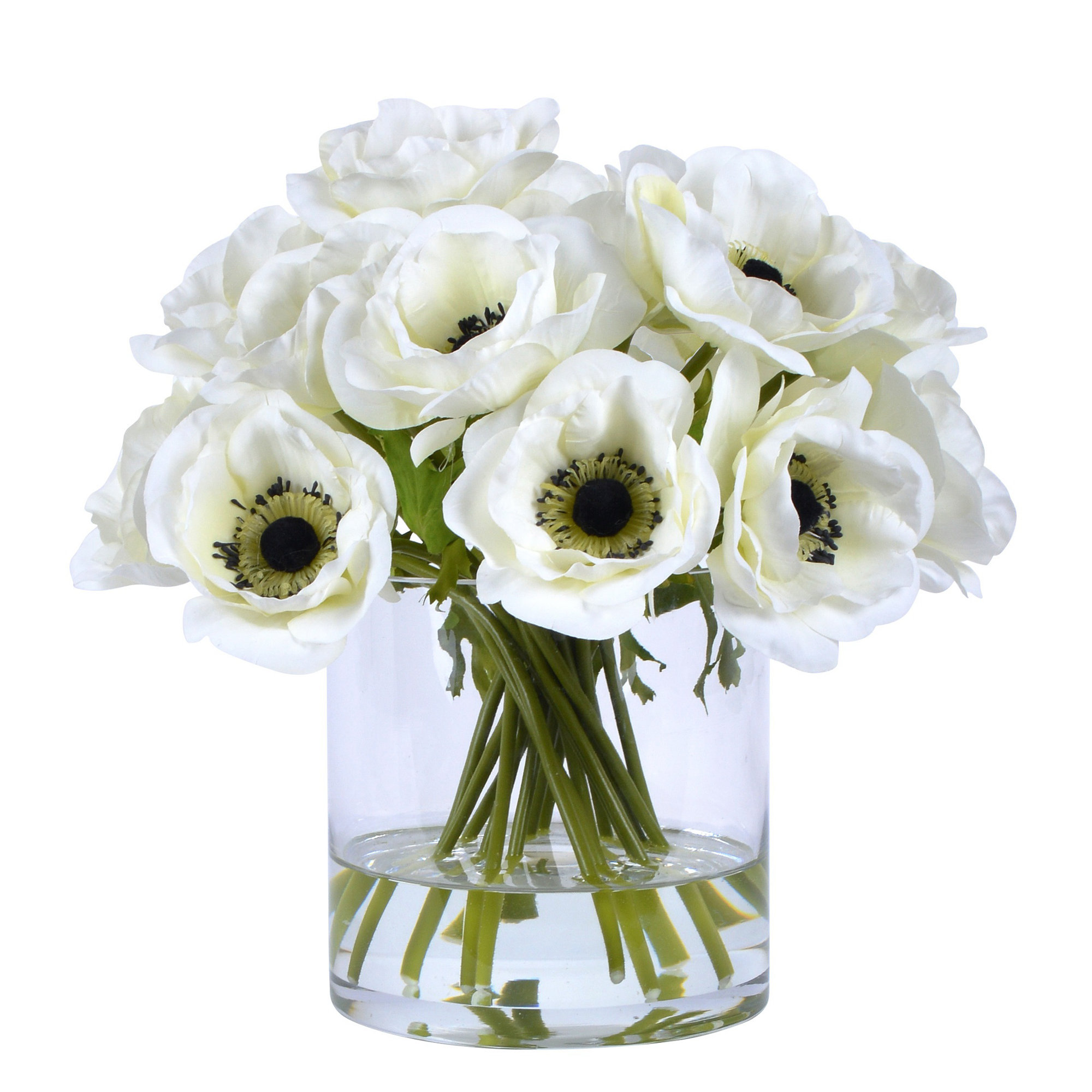 Poppy Floral Arrangement in Vase, White