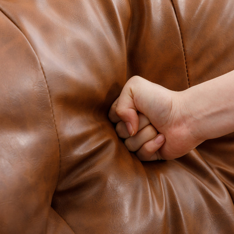 Burcet 79.7 " Faux Leather Sofa, Brown Faux Leather