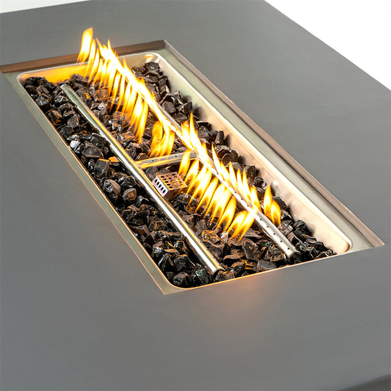 Concrete Propane/Natural Gas Fire Pit Table, Light Gray