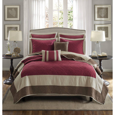 Attingham 7 Piece Quilt Set with Euro Shams and Throw Pillows
