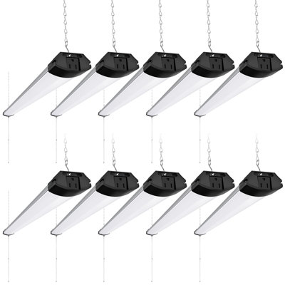 Éclairage de magasin Barrina BS84 pour atelier de 4 pi, 84 W, 10 000 lm, 6500 K, éclairage de magasin utilitaire, chaîne à tirer, montage suspendu ou encastré, ETL, 10 paquets