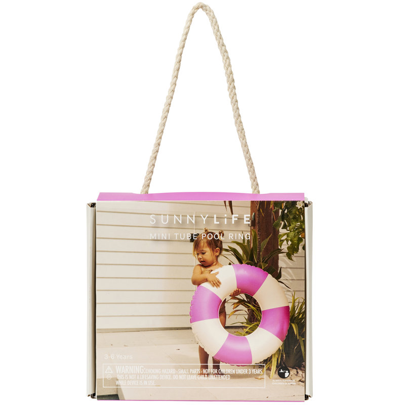 Mini anneau de piscine tubulaire: rayures zestes magenta, H 4,7 po x l 22,8 po x P 22,8 po, Rose
