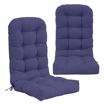 Outdoor Replacement Cushion Set  4.7" Thick High Back Seat / Back Cushions with Ties, Buckle (Set of 2)