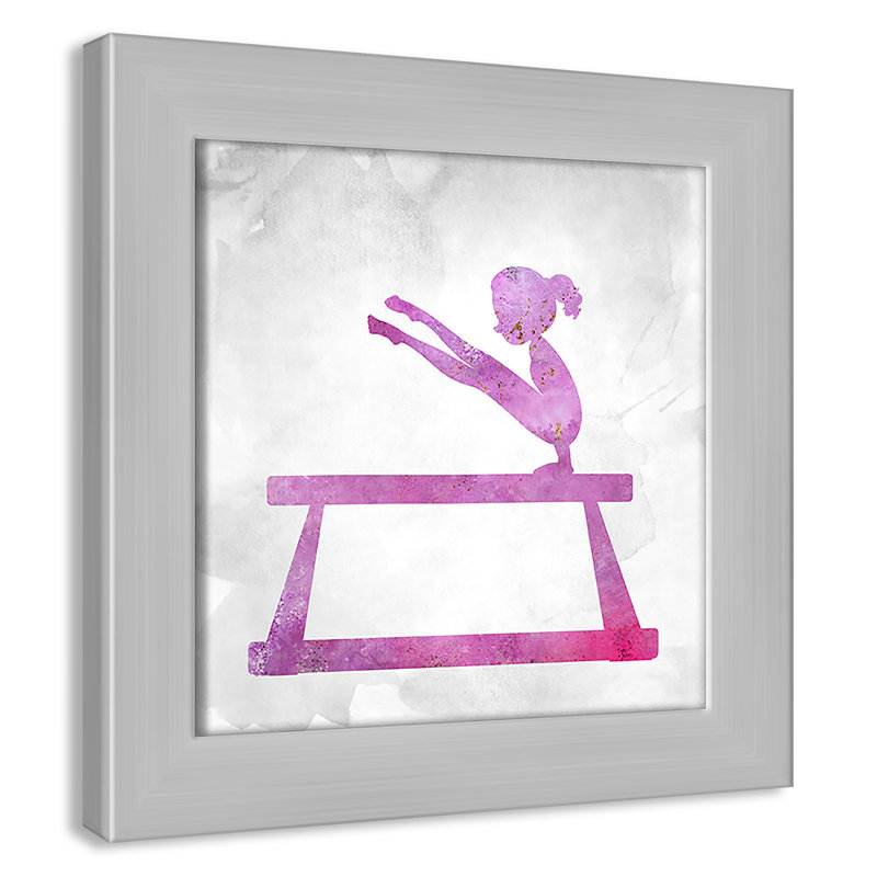 Gymnastique 3, impression sur papier, H 14 po x l 14 po x P 0,63 po, Encadrement argent brossé